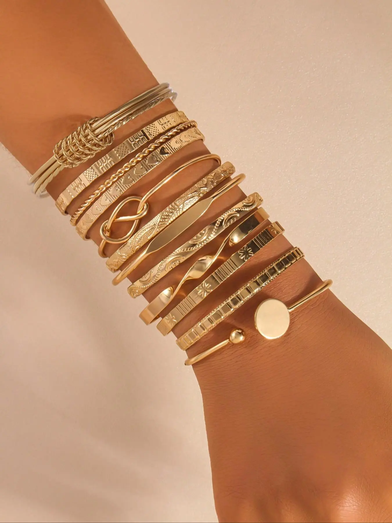 Boho Style Cuff Bangle, Trendy Stack Bangle, Fashionable Vintage Design Bangle for Women & Girls, Casual Trendy Accessories for Party and Daily Life, Boho Style Bracelet, Bangles Set