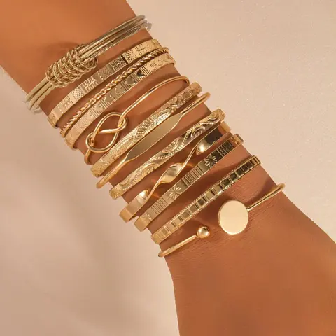 Boho Style Cuff Bangle, Trendy Stack Bangle, Fashionable Vintage Design Bangle for Women & Girls, Casual Trendy Accessories for Party and Daily Life, Bangles Set, Fashion Bracelets