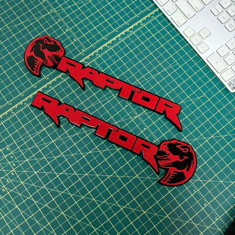 Ford Raptor Multi Colored Acrylic Door Emblems (PAIR) - F150, Ranger, Bronco (USA MADE)