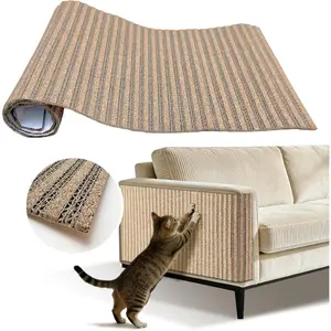 Natural Cork Cat Scratcher Mat, Self-Stick & Trimmable Furniture Protector for Couch, Door, Wall & Bed Corner, Claw-Friendly for Indoor Cats (Oak Wood, 39.4 x 11.8 Inch)