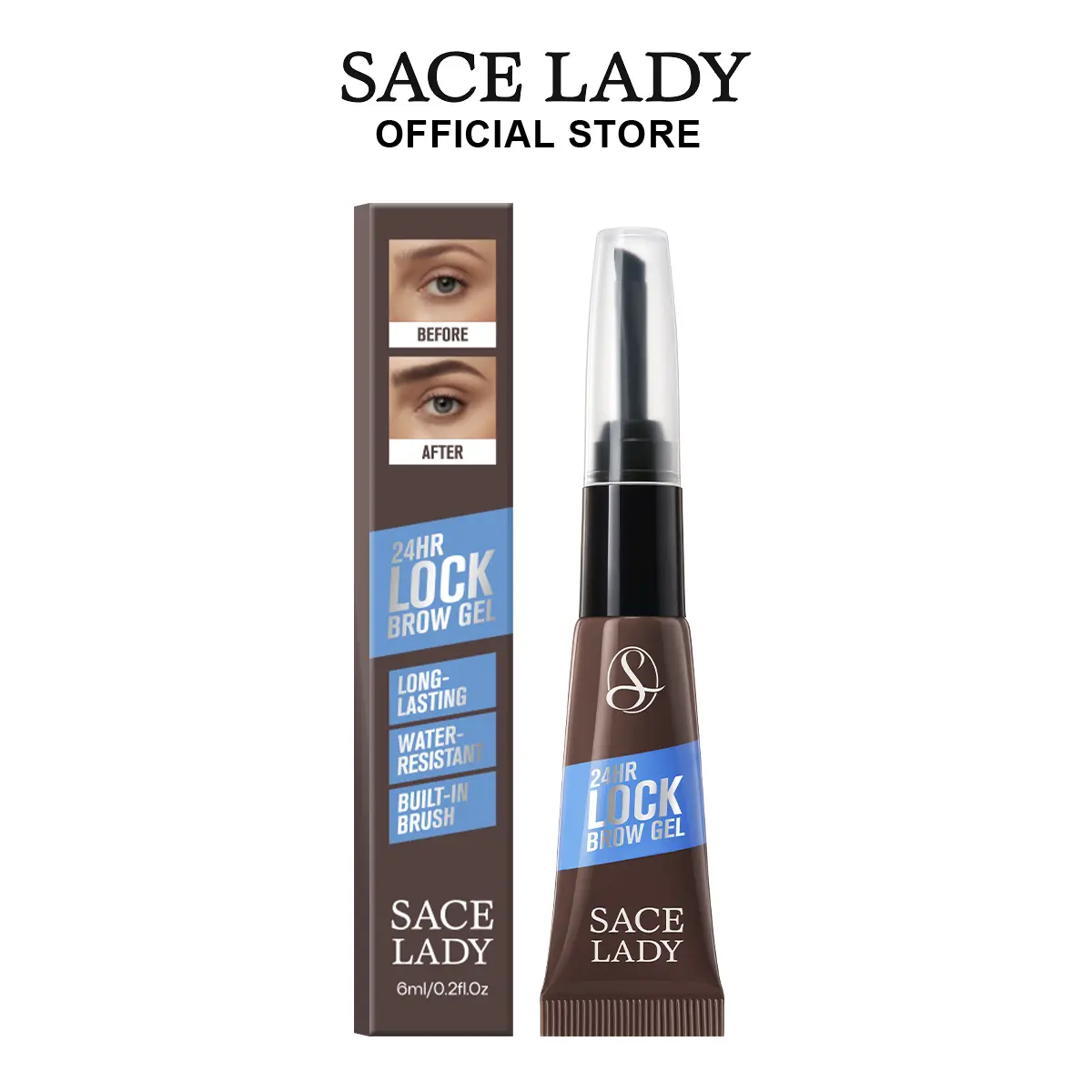 SACE LADY 24H Lock Eyebrow Gel, Waterproof Brow Gel Brown with Built-in Brush, Long-Lasting Natural Pigmented Eye Makeup for Women SummerFinds