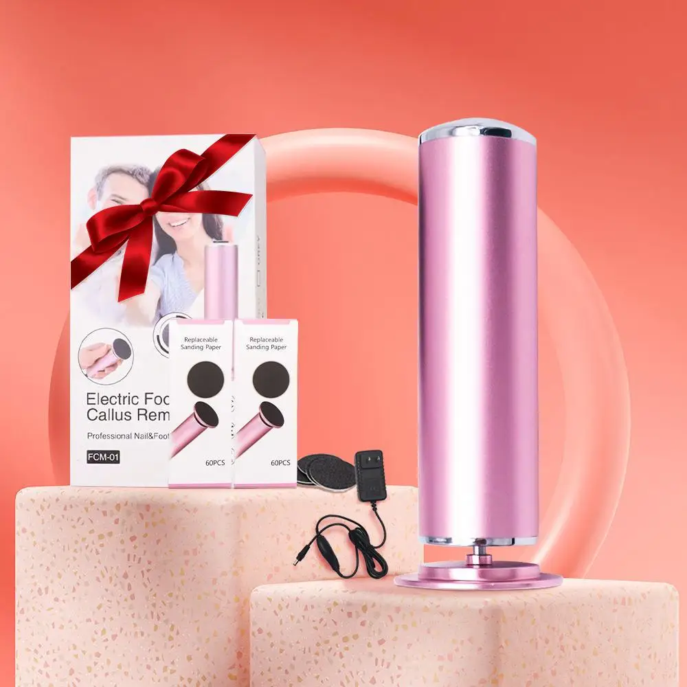 Electric Foot File, 1 Box Electric Foot Callus Remover & 120pcs Sandpaper, Professional Pedicure Tool for Home & Salon Use, Nail Drill Machine, Pink