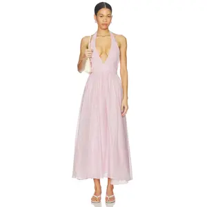 Bardot Dorota Halter Neck Midi Dress in Bliss Pink