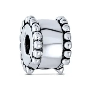.925 Sterling Silver Trim Edge Spacer Stopper Spacer Bead Charm Snap Clasp for Bracelet
