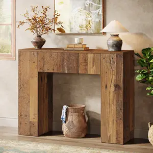 Tribesigns Farmhouse Console Table With Drawer, 39'' Narrow Wooden Entryway Table for Living Room, Hallway, Foyer, Distressed Brown