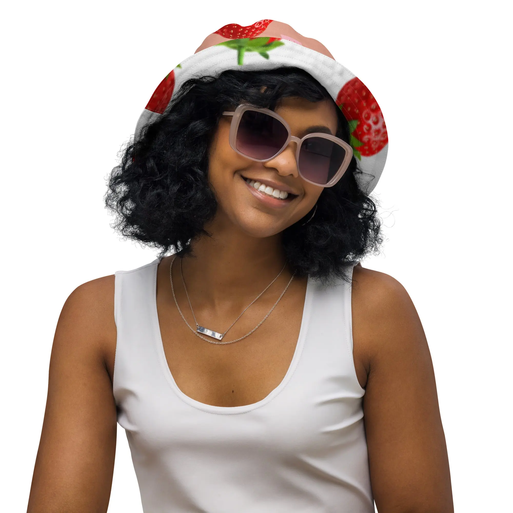 Reversible bucket hat strawberry n Pink