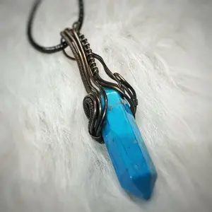 Wire Wrapped Turquoise Crystal Point