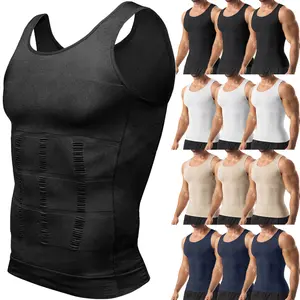 1/2/3 Pack Mens Compression Shirt, Men Body Shaper Workout Tank Top,Men Waist Trainer Undershirts,Men Shapewear Shirt Tight Tummy Underwear,Athletic T-Shirt for Gym Sports Running Basketball, Sleeveless Breathable Soft Vest,