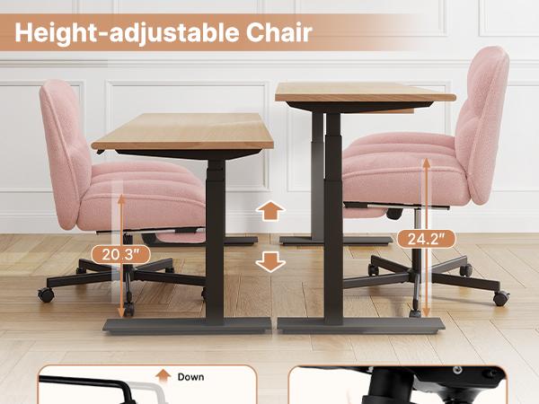 Criss Cross Chair with Foot Rest, Thick Cushioned Cross Legged Office Chair, Sherpa Swivel Vanity Chair, Comfy Height Adjustable Computer Office Desk Chairs for Home Office,Vanity