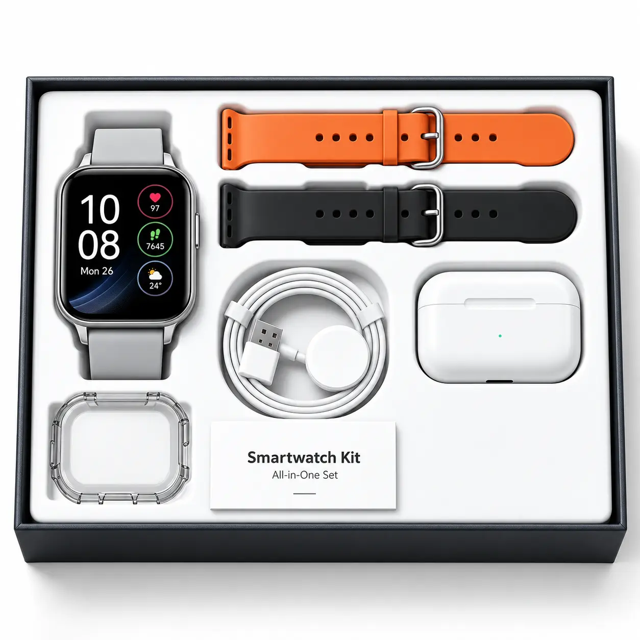 2026 Smart watch Kit with Bluetooth Headphones, Type-C Cable & Audio Support,launch viewing accessory cargo tracking tool gaming console decal progressive advocacy sticker audio playback device  gps tracker smart bluetooth glass glasses with