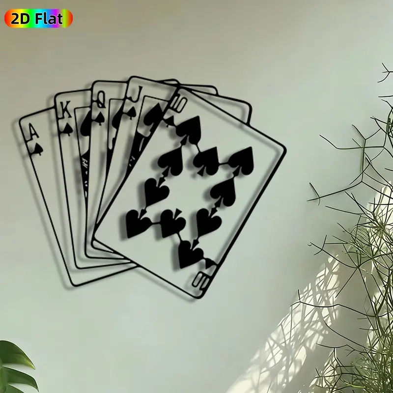 1pc Poker Card Deck Metal Wall Art, Home Wall Decor, Spade Suit Playing Cards Statue Mural, Intricate Craftsmanship, Artistic Metalwork, Perfect for Housewarming, Graduation, Game Room, Bar, Man Cave, Office Decor, Ideal Gift for Poker Enthusiasts