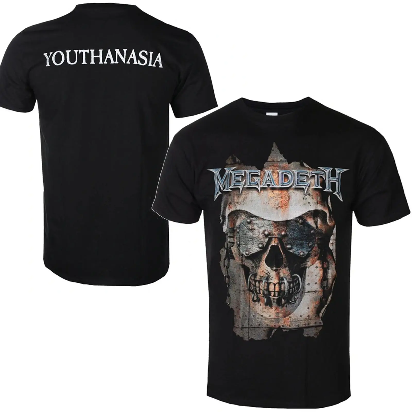 Megadeth Graphic T-Shirt, Vintage Cotton Shortsleeve Print Top with Round Neck for Retro Thrash Metal Fans