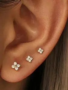 3 Pairs Stud Earring Sets for Women Dainty Elegant Minimalist Earrings for Multiple Piercing Tiny Cartilage Tragus Cute Trendy Hypoallergenic Post Earrings Stacks Jewelry Gifts