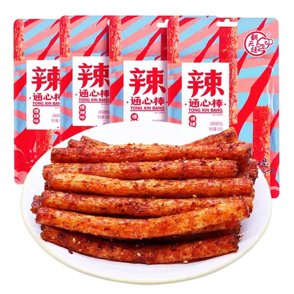Latiao Spicy Strips 4 Pack Chinese Snacks, Latio Chinese Spicy Sticks 68g/2.39 Ounces per Pack (Medium to Extra Sp-icy)
