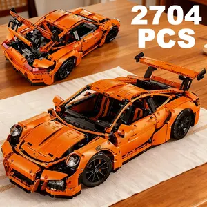 2704PCS GT3 RS Orange Super Sport Car Building Block Model Racing Vehicle Hypercar Assemble Model Brick Toys Kids Adult For Gifts Building Set