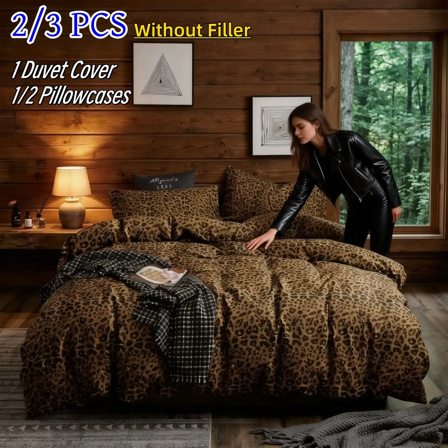 Coffee Leopard Print Duvet Cover Set, Comfy Bedding Set, Printed Bedding Set, Breathable and Super Soft, Includes 1 Duvet Cover and 1-2 Pillowcases, Suitable for All Seasons