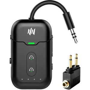 Airplane bluetooth 54 transmitter adaptersupports 2 airpodsheadphones 2in1 bluetooth transmitter receiver with aptx low latencywireless adapter for flighttvgymtablets car stereo black