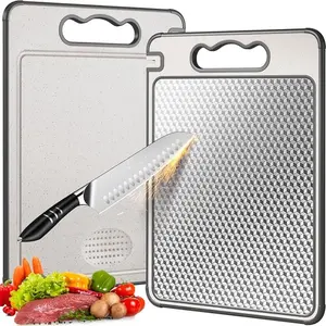 Double-Sided Cutting Board, Food-Grade Stainless Steel, Ideal for Meat and Vegetables/fruits, Durable and Dishwasher Safe, Kitchen Cutting Board