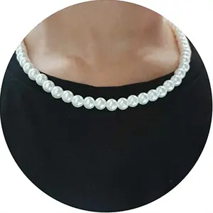 European and American Hot-Selling Men's Pearl Necklace Exquisite Fashion White Round Pearl Necklace Unisex Jewelry Accessory