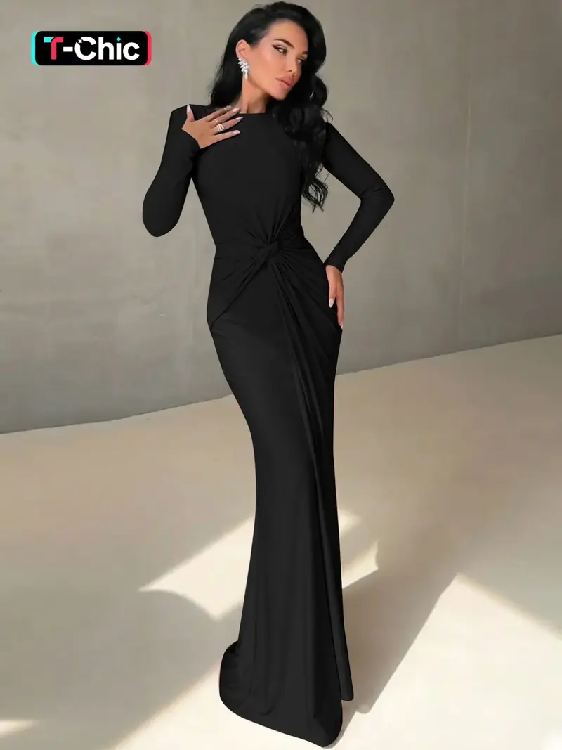 long sleeve black dress formal - TikTok Shop