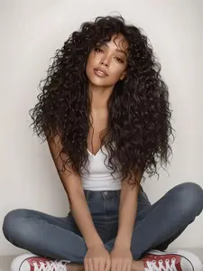 30'' High-Density Deep Wave Synthetic Wig made with Ultra-Soft Fibers for a Smooth Feel & Natural Volume! 13x4x1 Lace Part for Realistic Look. Breathable & Comfortable. Perfect for Daily Wear, Glueless Curly Wig