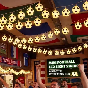 Soccer-Shaped LED String Lights, Colorful Festival Style Decorative Lights for Sports Fans, Indoor/Outdoor Decor to Brighten Your Space (Patio, Game Party Use)