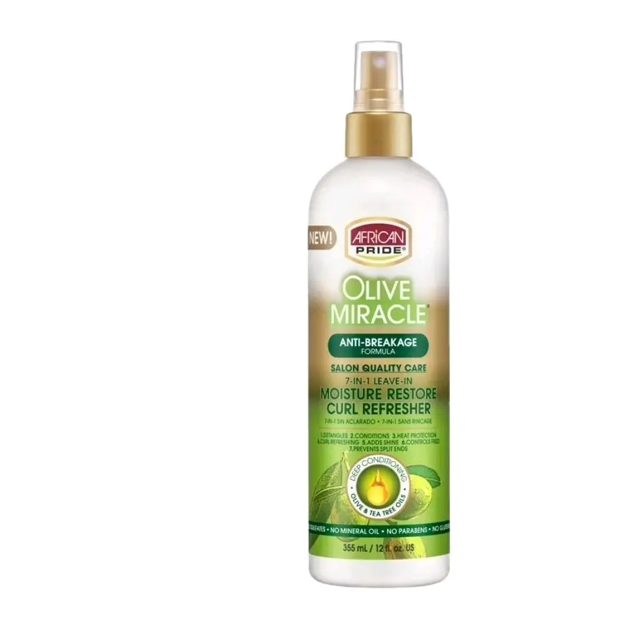 African Pride Olive Miracle Moisture Refresher Spray 12 oz - Moisturizing Curl Refresher for Daily Use - Skincare, Moisturizer