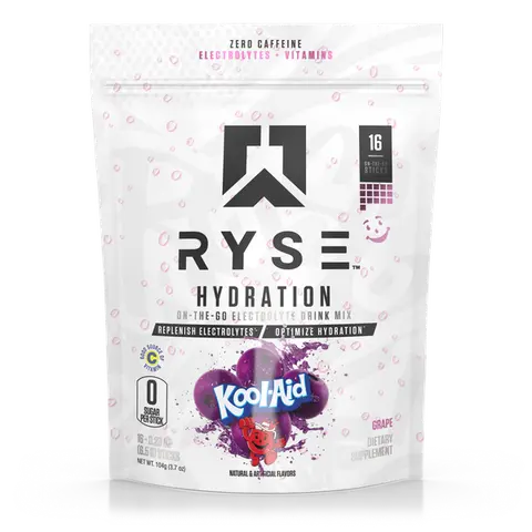 Ryse Supps Hydration Electrolyte Powder Edible Supplement - Convenient Multi-Pack Electrolyte Packets for Adults, Fast-Dissolve Mix, Sodium & Essential Minerals, Body Health & Bodybuilding Lifestyle Bag-Friendly On-The-Go Drink
