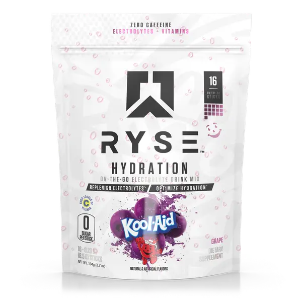 Ryse Supps Hydration Electrolyte Powder Edible Supplement - Convenient Multi-Pack Electrolyte Packets for Adults, Fast-Dissolve Mix, Sodium & Essential Minerals, Body Health & Bodybuilding Lifestyle Bag-Friendly On-The-Go Drink