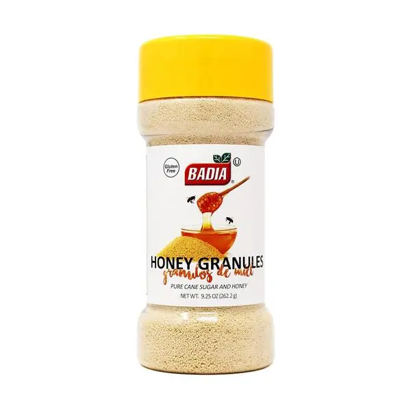 Badia Honey Granules, 9.25 oz – Natural Honey & Cane Sugar Sweetener for Baking, Coffee, Tea & Everyday Recipes - Kosher, Gluten Free, MSG Free