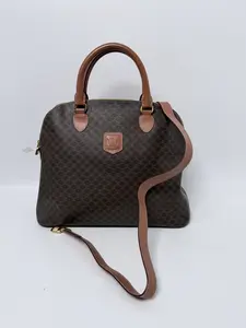 Pre-owned Celine Canvas Shoulder Bags Brown Macadam Dome Satchel Handle Handbag Shoulder Bag JA608CE