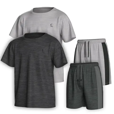 Essenclo Boys 4-Piece Performance T-Shirt & Athletic Shorts Set for Sports, School, Running, Gym & Everyday Wear