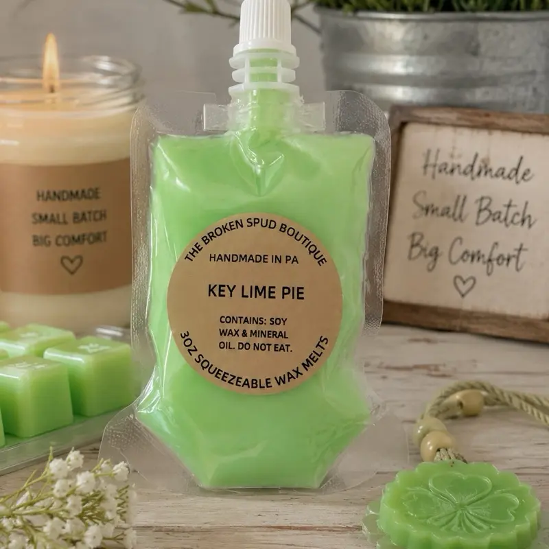 Squeezeable Wax Melts, Long-Lasting Fragrance, soy wax. Easy-to- use. Just squeeze a quarter pinch in your wax warmer and you’re good to go!