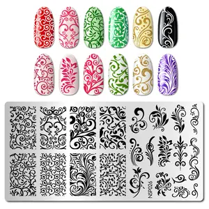 1pc Nail Art Stamping Plate Leaves Swirls Pattern, Leafy Swirls Lace Nail Design Template Tool for Manicure DIY Nail Art