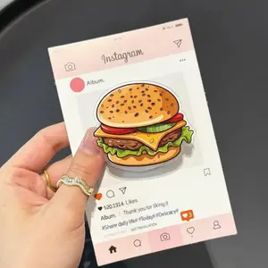 Cheeseburger Phone Grip, Funny Food Lover MagSafe Phone Holder, Hamburger Magnetic Grip Stand, Kindle Gift for Foodies