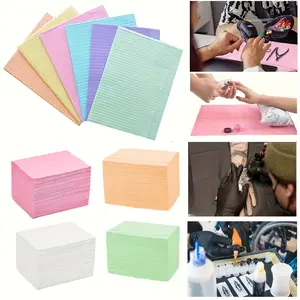 20pcs Nail Polish Remover Pads Acetone Free, 3-Layer Waterproof Disposable Nail Table Mats, Cleaning Tools for Manicure & Pedicure Workstations