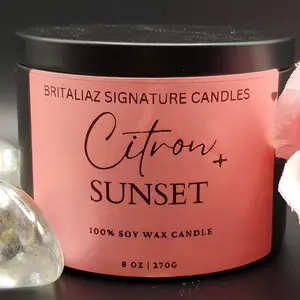Citron Sunset Candle  Scented Aroma Fragrance   Decor Traditional Household Pack