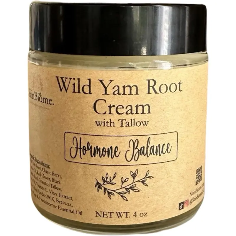 Wild Yam Cream for Hormone Balance, 4 OZ Organic Wild Yam Cream for Women PMS & Menopause Relief, Unscented Hypoallergenic Wild Yam Cream Balm for All Skin