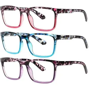 ZOECENT 3 Pack Reading Glasses Man and Women ClassicColor Matching Anti-Blue Light with Spring Hinge