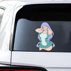 Smiling Blue Hair Anime Girl Sticker, Cute Fantasy Waifu Vinyl Decal For Laptop Phone Case