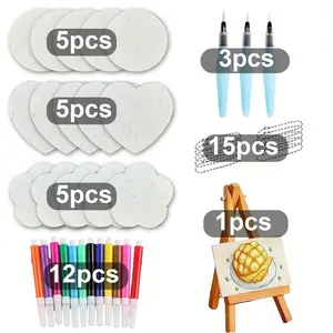 46pcs Magic Foam Texture Painting Kit, 3D Sponge with Foam Paper, DIY Bubble Drawing Pens, Artistic Tools, Vibrant Colors for Creative Art Projects, Art Markers Set