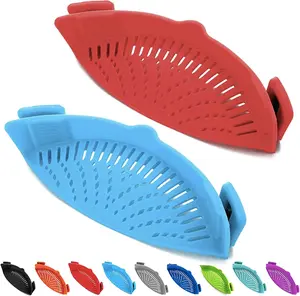 2 Pcs Clip on Strainers, Pot Strainer for Pasta Meat Vegetables Fruit, Silicone Strainer - Fit All Pots and Bowls. Qiunizadila
