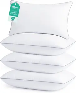 Pillows  Size Set of 4, Bed Pillows for Side, , and  Sleepers - Oeko-Tex Certified Supportive Down Alternative Plump Filling - Hotel Quality and Machine Washable, 4 Pack
