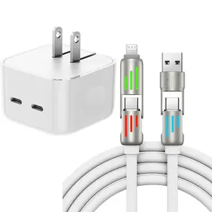 Dual USB C PD Wall Charger for iPhone 17, Fast 35W Dual USB-C Port Compact Power Adapter with Foldable Plug, Compatible with iPhone 16/15/14/13/12/11,iPad,MacBook Air M2 (Charer and Cable)