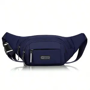 Men’s Nylon Plain Multi-Function Lightweight Waist Bag - Waterproof Crossbody Sling with Multiple Zipper Pockets, Adjustable Belt for Running, Travel