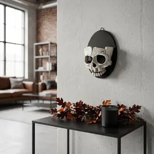 Skull Wall Hanging Resin Craft, Halloween Decoration, Wall Art Ornament, 1pc Skeleton Pendant, Gothic Style Decorative Piece