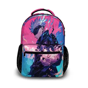 Jujutsu Kaisen Gojo Anime Fan's Tech-Ready 17" Backpack: Waterproof Armor + Smart Storage for Gadgets | Commute Approved & Outdoor Tough