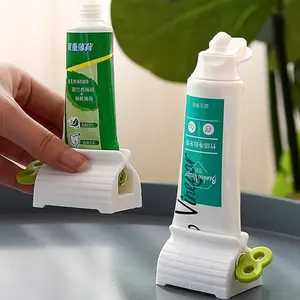 Christmas Gift Ideas 3 Counts Rotating Toothpaste Squeezer Stand Holder Dispenser for Bathroom Plastic Aluminium Manual Cream Tool Holiday Haul Rechargeable UV-C Toothbrush Sterilizer modern bathroom organizer transparent container teeth  white  bing clea