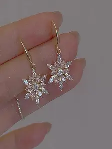 2024 New Style Snowflake Shaped Rhinestone Decor Dangle Earrings, Statement Earrings, Fashionable Jewelry for Women, Trendy All-match & Exquisite Jewelry for Birthday Gift, Casual Trendy Jewelry
