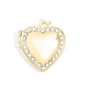 18K Gold Heart Locket – Sparkling Stone Photo Keepsake | Stainless Steel Jewelry
